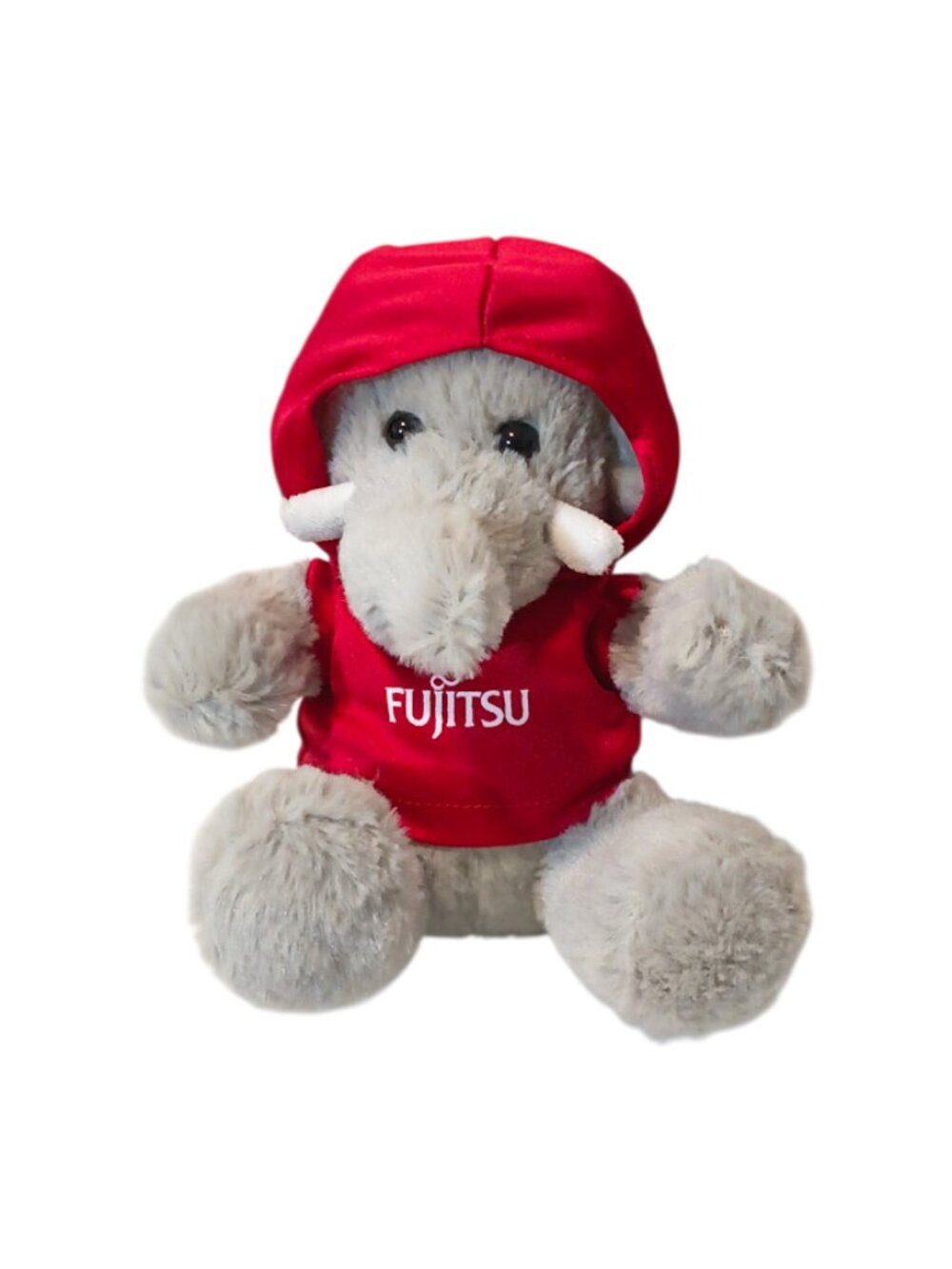 Fujitsu Hit Gray Elephant With Red Hoodie Sitting Plush Stuffed Toy 6"